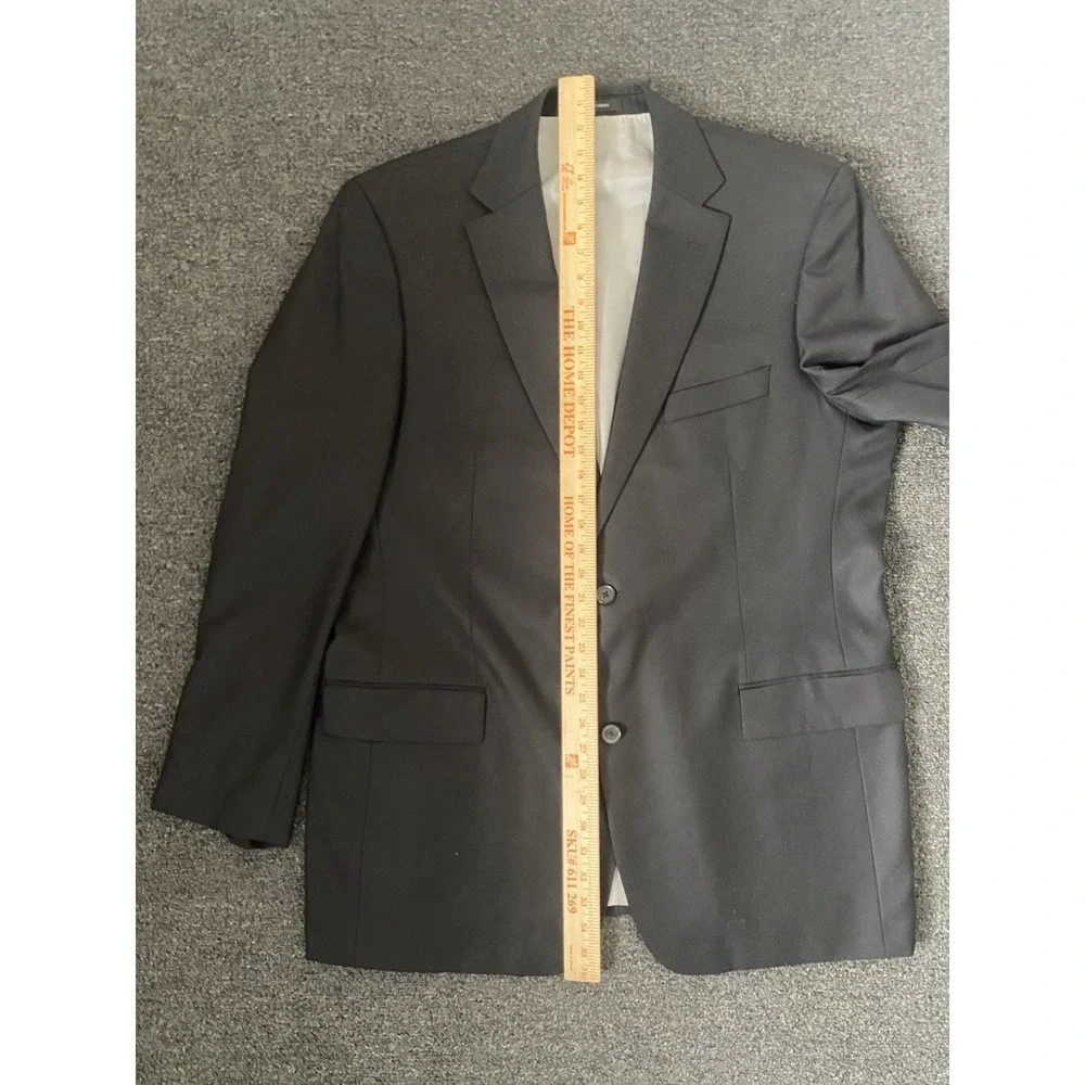 Hugo Boss Pasolini Guabello Biotech Wool Blazer Solid Black Mens 46L Notch Lapel